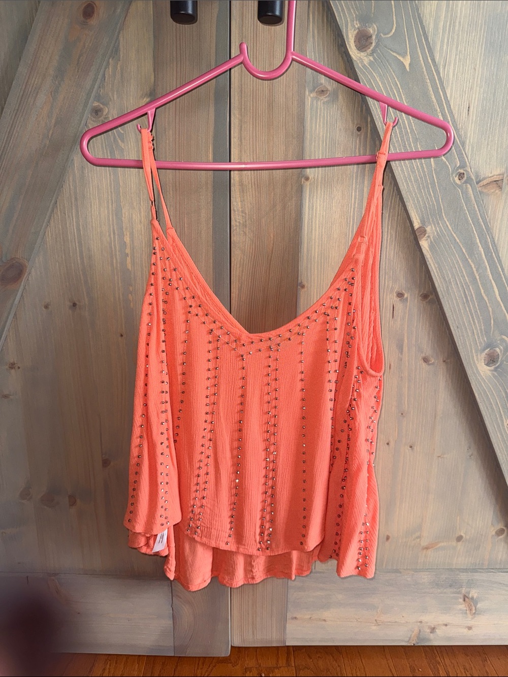 Studded Coral Spaghetti Strap Camisole